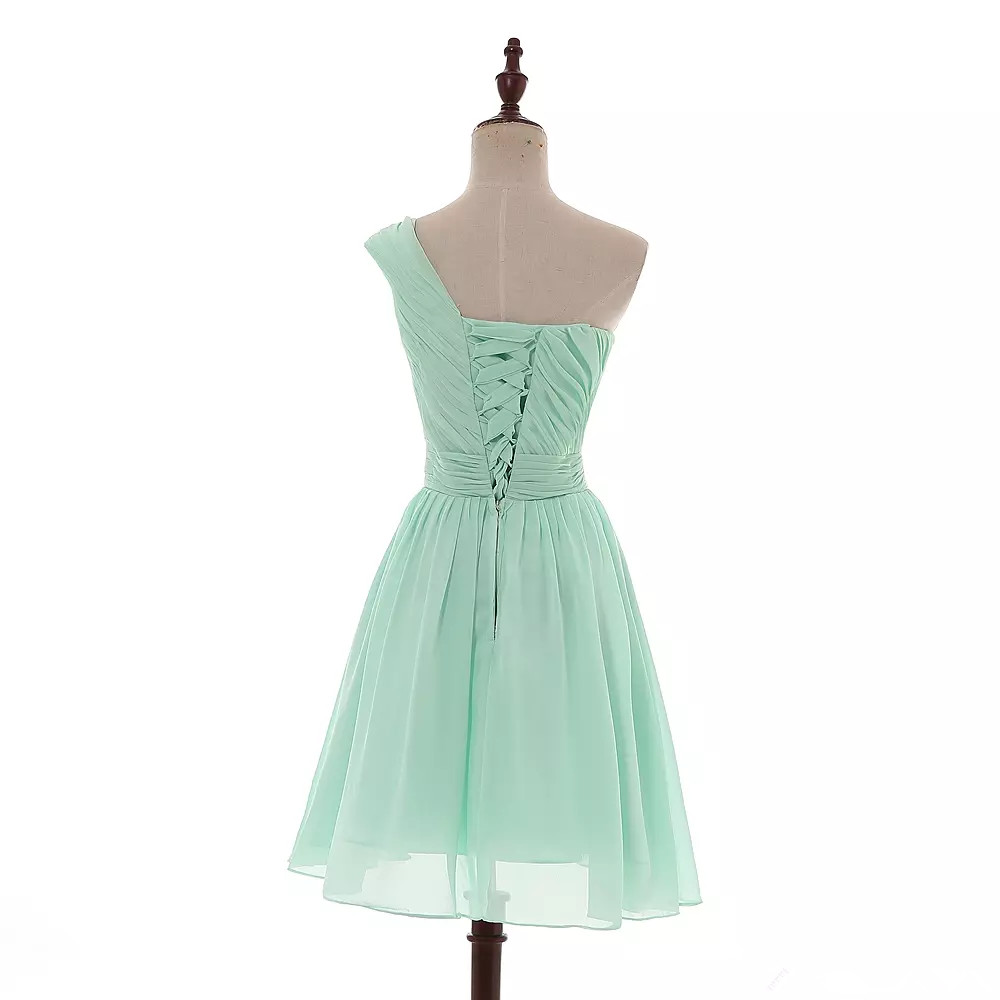 Chiffon Short Bridesmaid Dresses Mint Green 2019 Knee Length Ball Gown Party Dresses Lace Up Country Bridesmaid Gowns