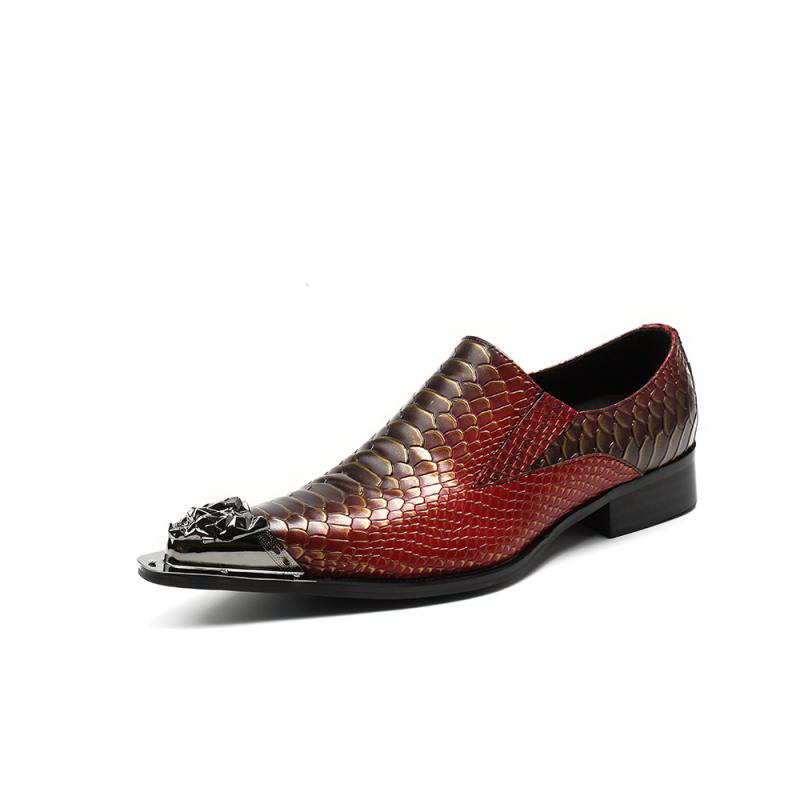 Designer Men Dress Shoes Fashion Metal Charm Pointed Toe Python Snake Pattern Trending Shoes For Men Party Show Shoes, Burgundy
Designer Men Dress Shoes Fashion Metal Charm Pointed Toe Python Snake Pattern Trending Shoes For Men Party Show Shoes, Burgundy