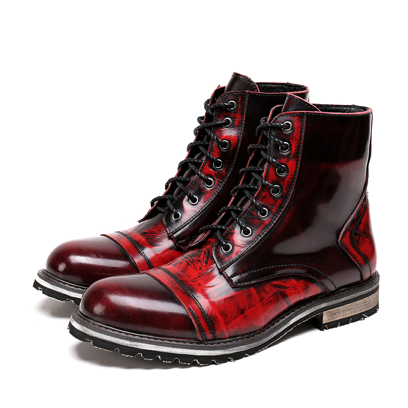 Genuine leather mens ankle boots fashion casual round toe lace up 2018 martin boots men high top military work boots, Red
Genuine leather mens ankle boots fashion casual round toe lace up 2018 martin boots men high top military work boots, Red
