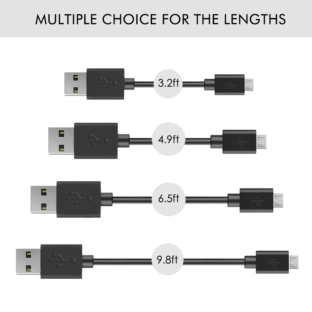 Premium 2A High Speed Micro USB Cable Type C cables Powerline 4 lengths 1M 1.5M 2M 3M Sync Quick Charging USB 2.0 for Android smart
