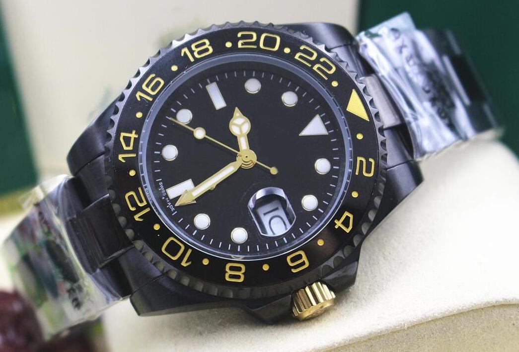 Luxury Watch 16570 Black PVD DLC Black Steel GMT 40mm Automatic Men's Casual Watch Luminous Mens Sports Watches, Slivery;brown
Luxury Watch 16570 Black PVD DLC Black Steel GMT 40mm Automatic Men's Casual Watch Luminous Mens Sports Watches, Slivery;brown