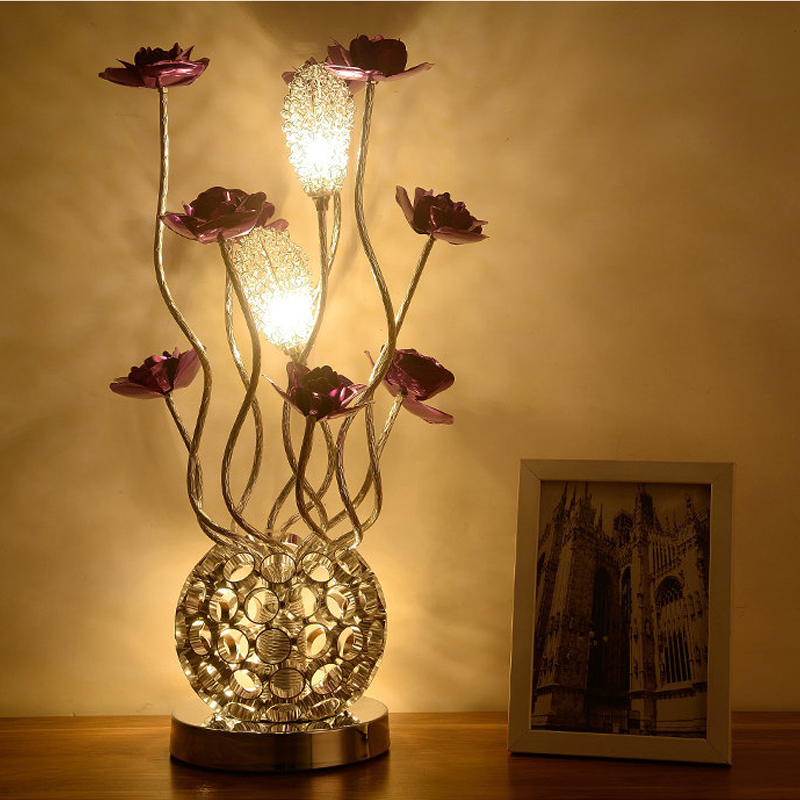 Salon salle d'étude led lampe de bureau chambre chevet fleur lampes de table mariage moderne décoration fête Salon de beauté lumière rouge