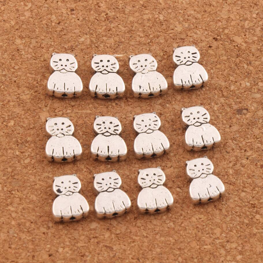 188pcslot Cat Metal Spacer Beads 11X85mm Antique Silver Spacers Loose Bead For Jewelry Making Findings L597