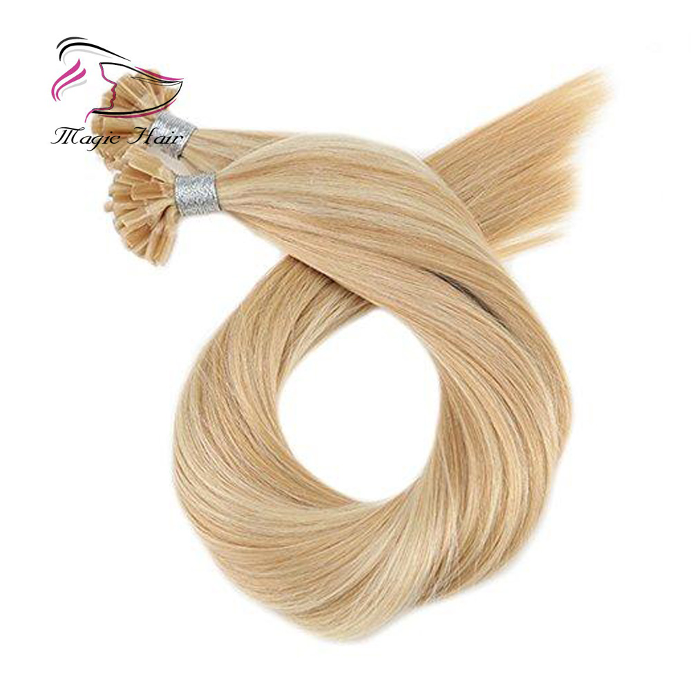 U Tip Keratin Remy Human Hair Extension Golden Blonde #16 Highlighted with Blonde #22 (#P16/22)