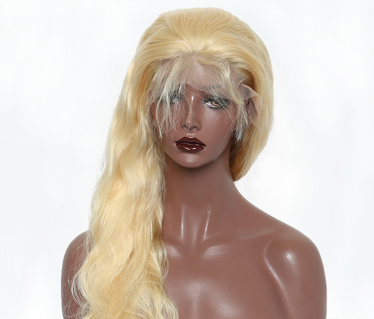 613# Blonde Straight Body Wave Front Lace Wigs 100% Human Hair Wigs For Women Pre Plucked With Baby Hair