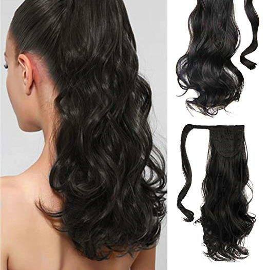 Body wave drawstring ponytail hairpiece wraps around pony tail natural black 1b wet wavy human hair ponytail hair extension 100g-160g