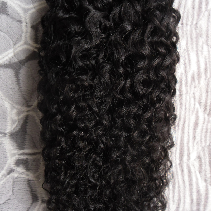 Natural Color afro kinky curly hair 100g Human Pre Bonded Fusion Hair I Tip Stick Keratin Double Drawn Remy Hair Extension