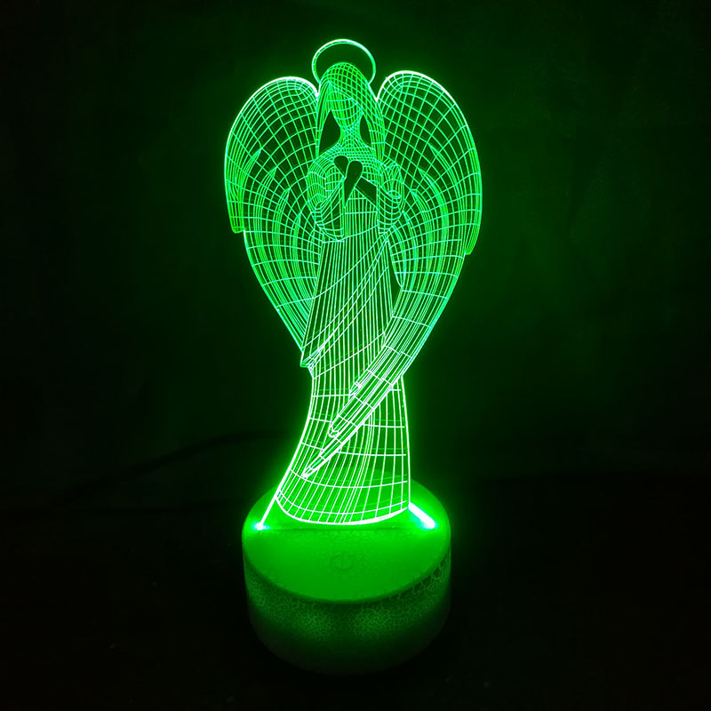 Creative 3D Table Lamp Colorful Wings Girl Shape NightLight Led Angel Home Decor Atmosphere Decor Virgin Mary Usb Light Fixture