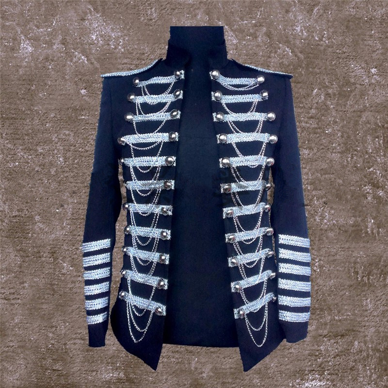 Men fashion jacket singer dancer wear Custom male sequins stage blazer prom party outfit coat bar star concert costumes nightclub Costume