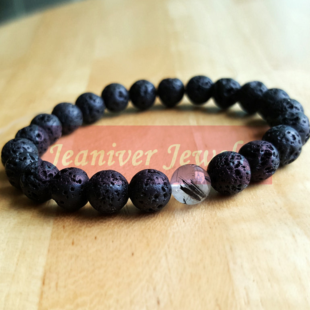 Jeaniver Fashion Design Men`s Bracelet Rutilated Quarz Lava Stone Bracelet 2018 Handmade New Arrival Stones Energy Bracelet, Black
Jeaniver Fashion Design Men`s Bracelet Rutilated Quarz Lava Stone Bracelet 2018 Handmade New Arrival Stones Energy Bracelet, Black