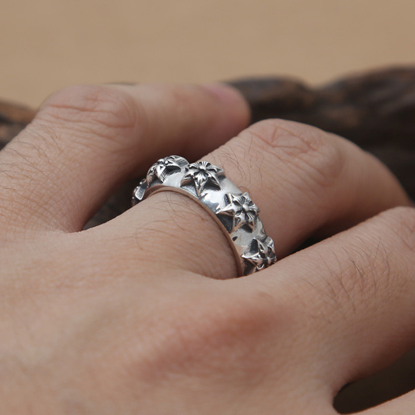 Brand new 925 sterling silver jewelry vintage American style designer band rings for men & women star shape unique ring gift free shipping
