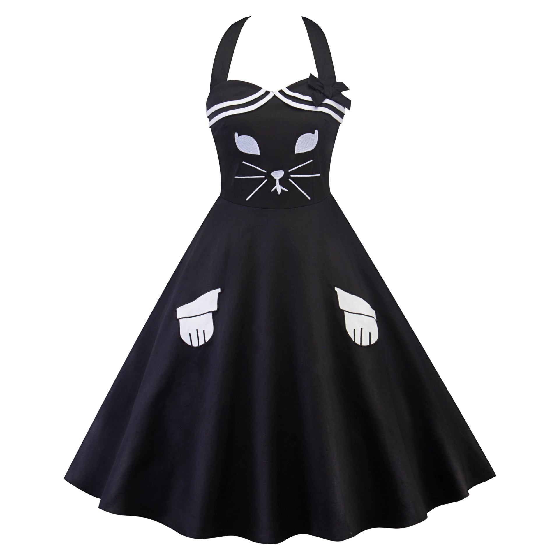 Vintage Halter Black Hepburn Dress Women Summer 2018 Casual Party Dresses Cute F0205 Ladies Fashion Dresses Backless
Vintage Halter Black Hepburn Dress Women Summer 2018 Casual Party Dresses Cute F0205 Ladies Fashion Dresses Backless