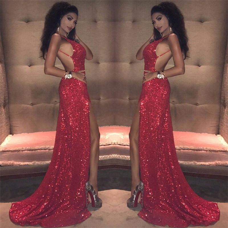Red Sequins Mermaid Evening Dresses 2018 Spaghetti Straps Sexy Backless High Thigh Split Long Prom Party Gowns Arabic Dress, Sage
Red Sequins Mermaid Evening Dresses 2018 Spaghetti Straps Sexy Backless High Thigh Split Long Prom Party Gowns Arabic Dress, Sage