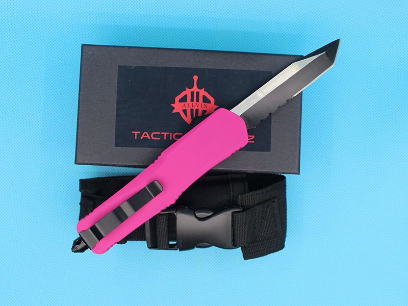 2018 New Pink 9 Inch Large A07 Auto Tactical Knife 440C Double Edge Fine Black Blade EDC Pocket Knives With Nylon Sheath
2018 New Pink 9 Inch Large A07 Auto Tactical Knife 440C Double Edge Fine Black Blade EDC Pocket Knives With Nylon Sheath