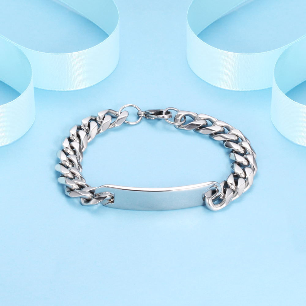 Stainless Steel Bracelet Men Chain & Link Bracelets fashion Silver Stainless Steel jewelry ID Bracelets & Bangles pulseira