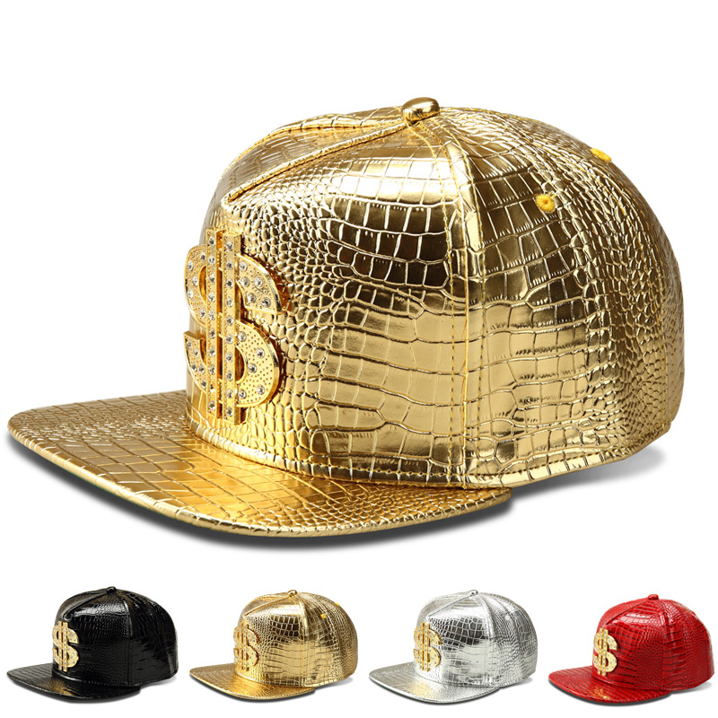 Unisex Hip-hop Snapbacks Quality Crocodile Grain PU Leather Crystal USD Alloy Logo Adults Mens Womens Flat Adjustable Caps, Silver
Unisex Hip-hop Snapbacks Quality Crocodile Grain PU Leather Crystal USD Alloy Logo Adults Mens Womens Flat Adjustable Caps, Silver