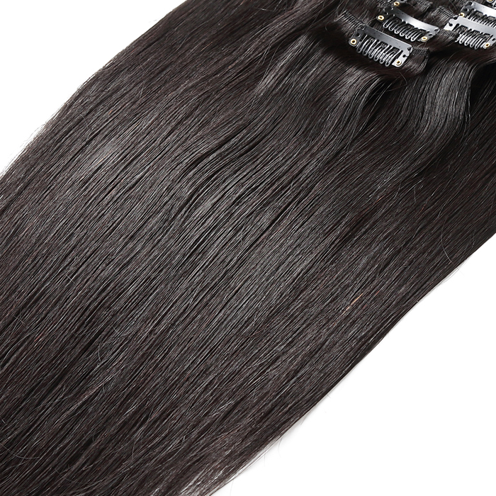Brazilian Straight Hair Clip in Human Hair Extensions Natural Color Remy Hair Clip-ins 100G 9Pcs/Set 4B 4C