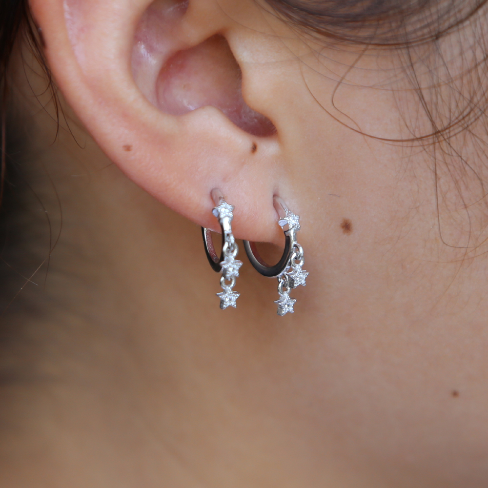 mini circle hoop star charm earring for women 925 sterling silver christmas gift delicat dainty silver jewelry