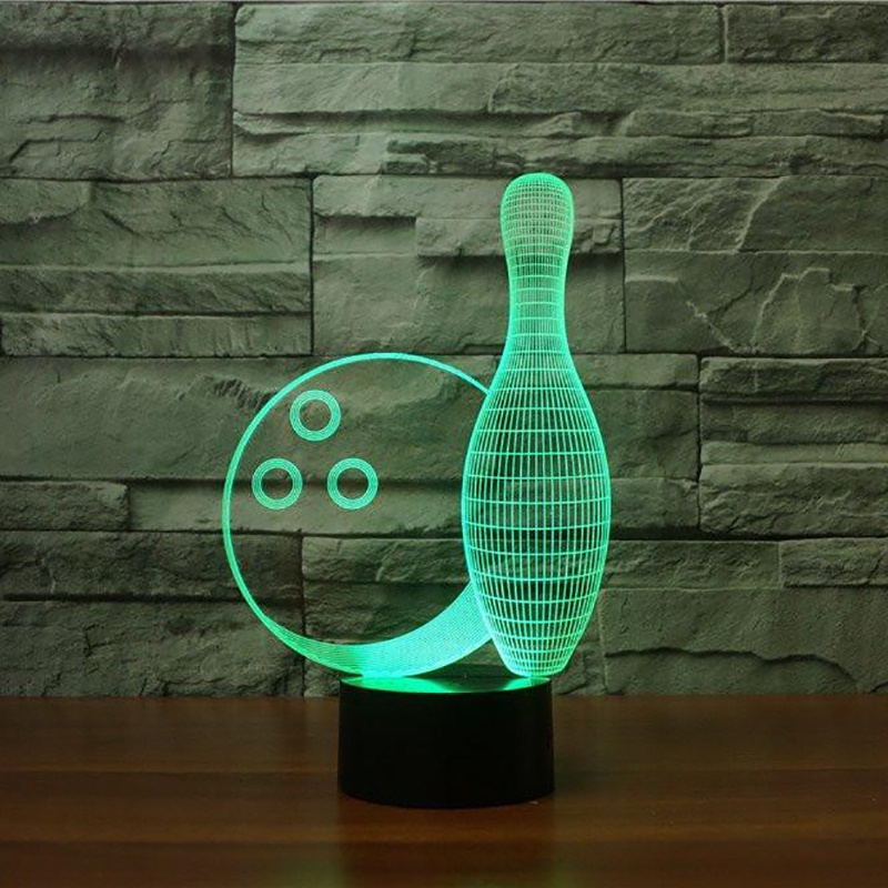 Fashion Table Lamp Bowling Ball 7 Color Change 3D Light Acrylic Colorful Desk Lamp Customize Lamp