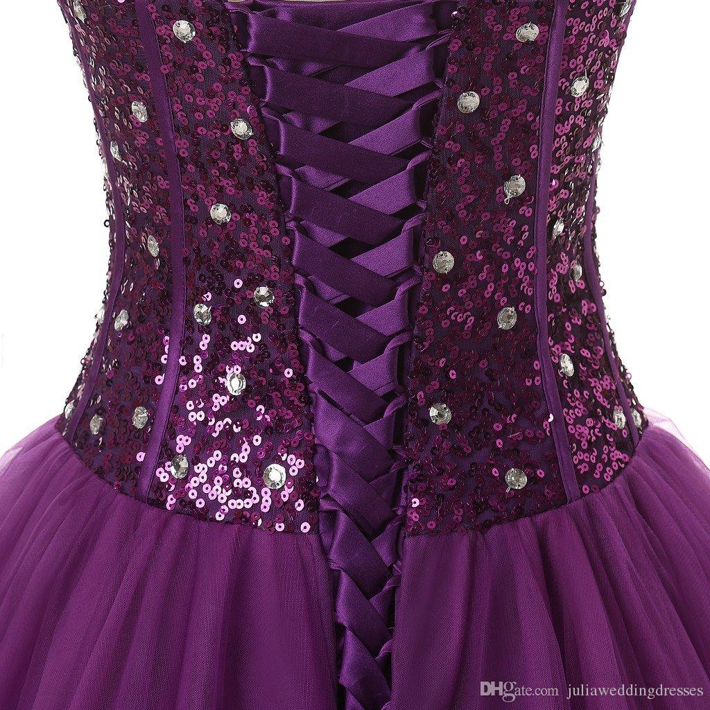 2018 New Sexy Cheap Stock Size 20w Purple Quinceanera Dresses With Appliques Beads Sweet 16 Prom Pageant Debutante Dress Party Gown QC1222