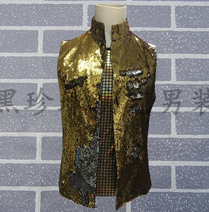 Personality fashion paillette vests mens colete masculino men vest equins clothing camiseta tirantes singer dance stage street, Gold
Personality fashion paillette vests mens colete masculino men vest equins clothing camiseta tirantes singer dance stage street, Gold
