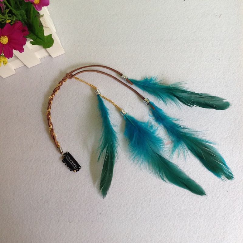 Handmade Bohemia Feather Hair Barrettes Fashion Colorful Pigtail With Metal Chain Card BB Clip 8 Colors Wholesale