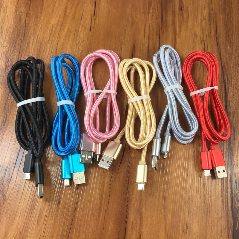 2.1A Metal Braid Type C USB Cables For Note 10 Micro USB Cable Charger Lead Android 1M 3FT 2M 6FT 3M 10FT
