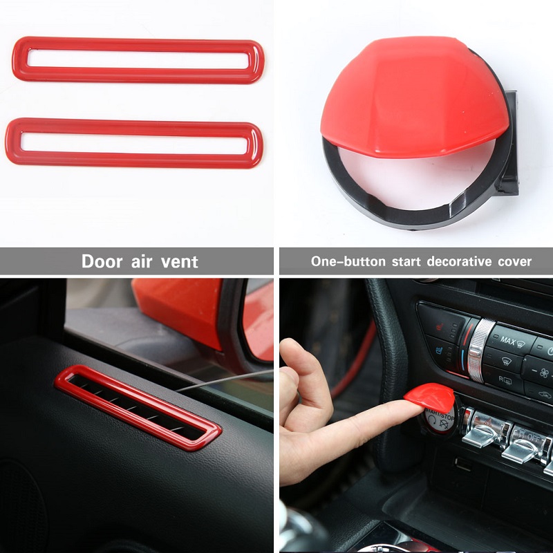 Car Red 36 Piece Complete Set Kit Decoration Trim Cover For Ford Mustang 2015-2016 Auto Interior Accessories