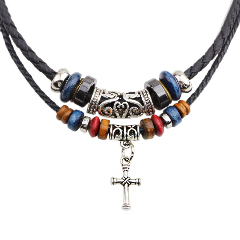 MNWT Ancient Coin Pendant Necklace/Multilayer Wood Beads Necklace Bohemian Fashion Jewelry Genuine Leather Men Necklaces