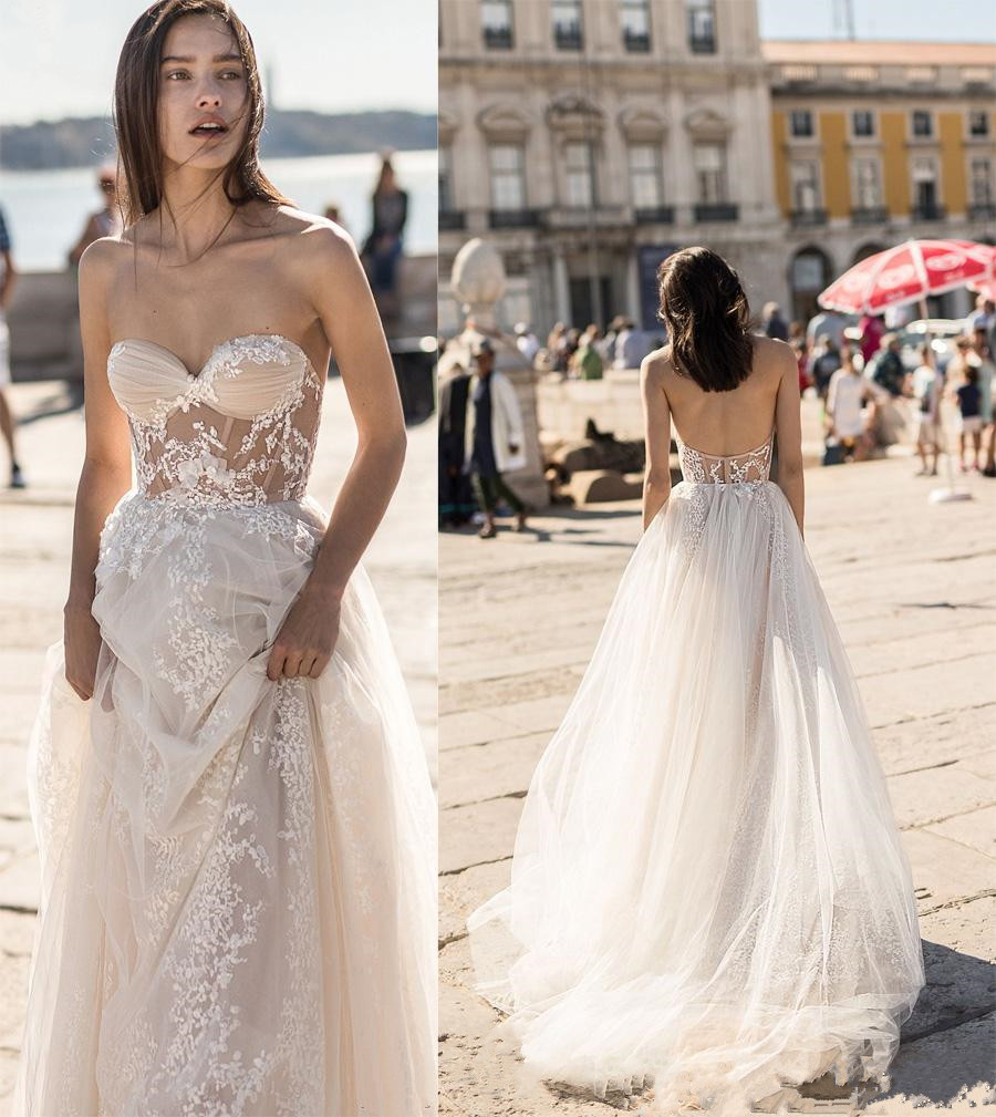 Romantic Wedding Dresses 2020 Liz Martinez Sweetheart Lace Appliques Bridal Gowns Sexy Open Back Chapel Train Mermaid Wedding Dress