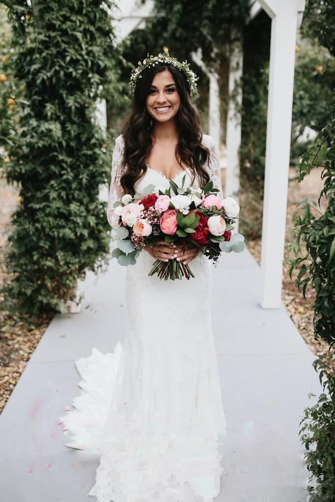 Full Lace Mermaid Wedding Dresses 2019 New Design Hot Selling Custom Made Court Train V-Neck Backless Long Sleeve Boho Bridal Gowns W083, Custom made from color chart
Full Lace Mermaid Wedding Dresses 2019 New Design Hot Selling Custom Made Court Train V-Neck Backless Long Sleeve Boho Bridal Gowns W083, Custom made from color chart