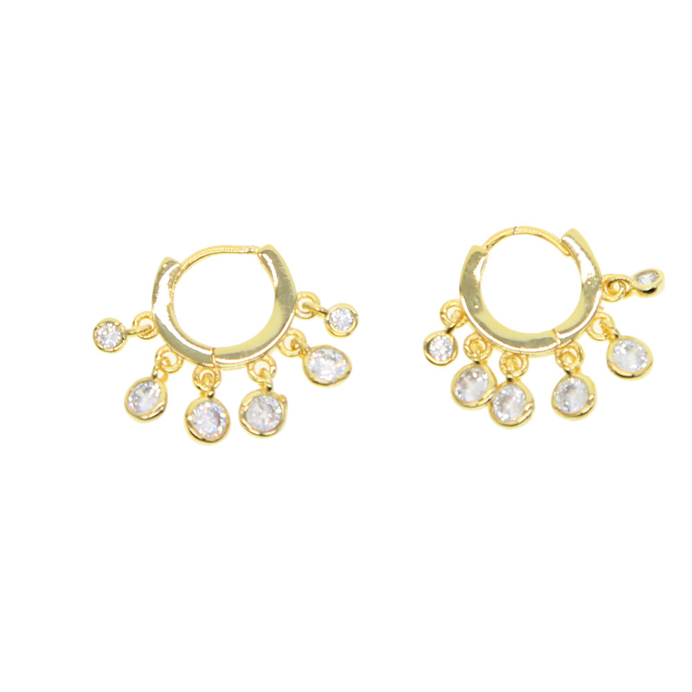 2024 new arrived fashion earring tassel cz drop charm mini hoop 3 colors Gold plated high quality Trendy Gorgeous women gift jewelry