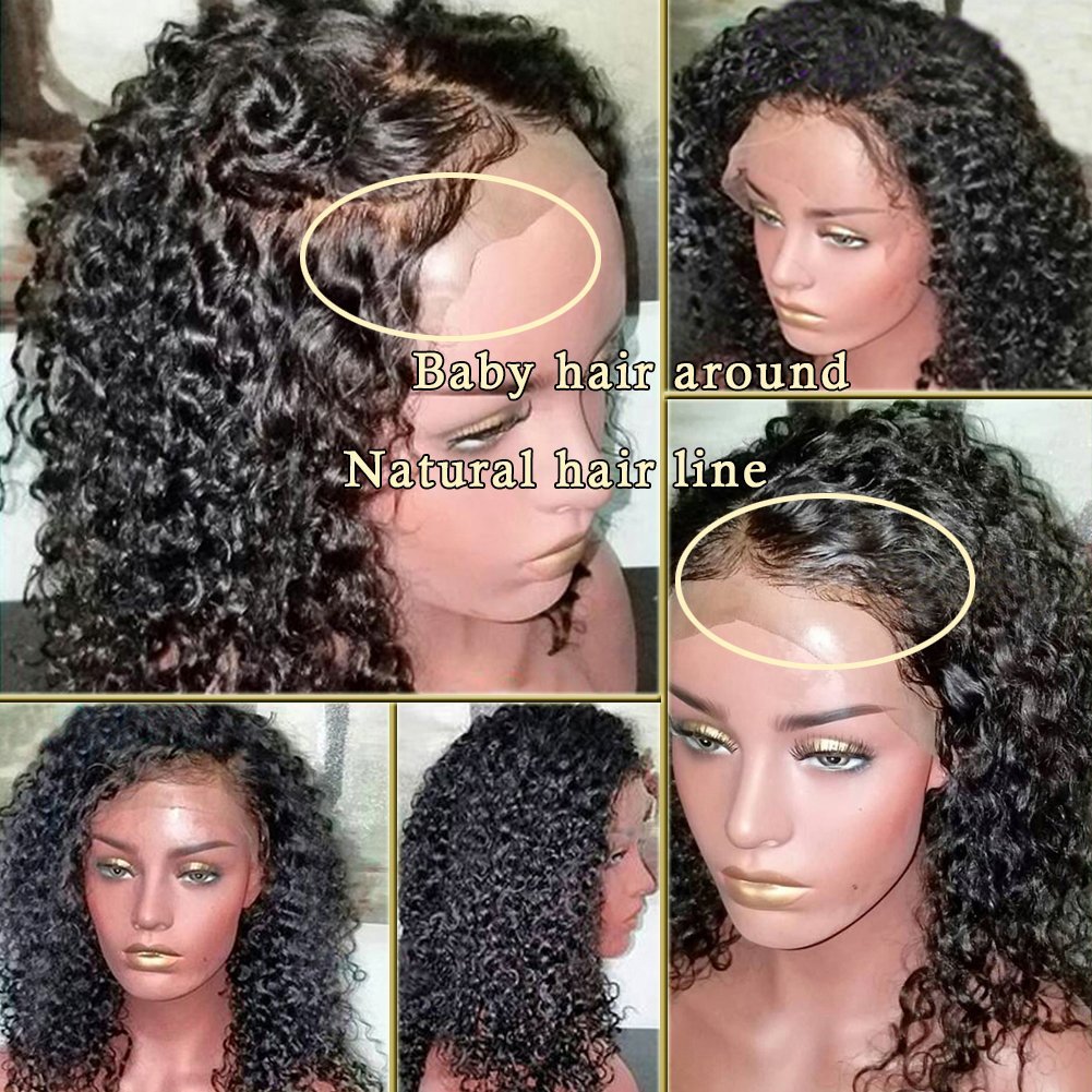 8A Water Wave Lace Front Wigs Virgin Brazilian130% Density Remy Weave Human Hair 360 Frontal Wigs With Pre-Plucked 16"