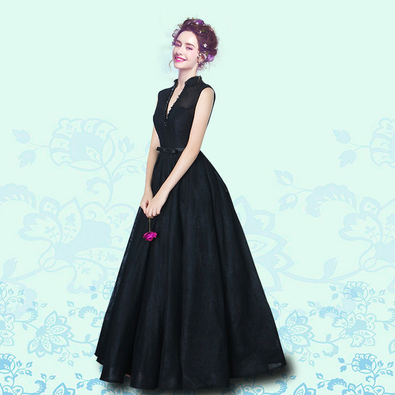 2020 Romance High Neck Black Evening Dresses Beaded Lace Sash Corset Formal Gowns Long South African Prom Dress Celebrity Gowns Cheap
2020 Romance High Neck Black Evening Dresses Beaded Lace Sash Corset Formal Gowns Long South African Prom Dress Celebrity Gowns Cheap