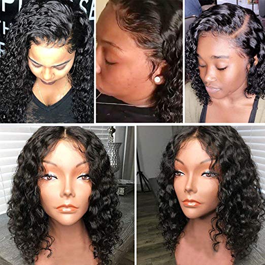 short curly Lace Front Human Hair Wig Pre Plucked Full Wigs for Black Women Brazilian wavy Frontal hd 130%density 12inch diva1