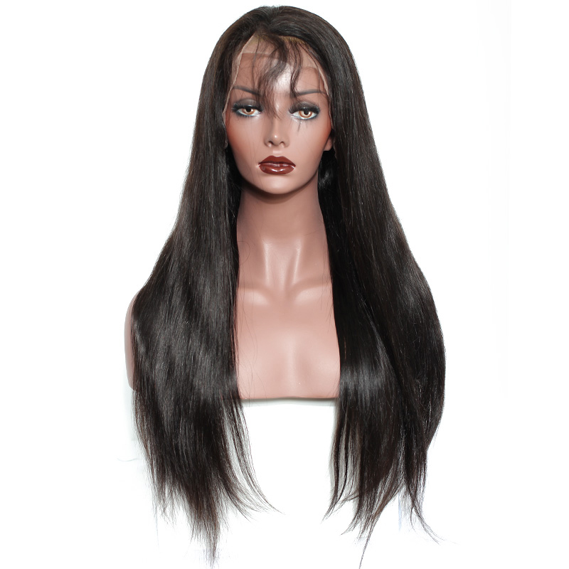 High Quality Free Shipping Natural Color Silk Straight Pre Plucked With Baby Hair Brazilian Full Lace Human Hair Wig For Women