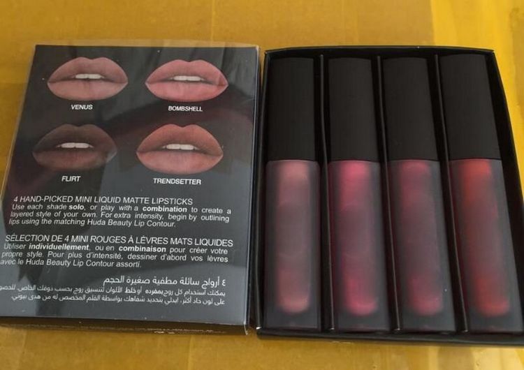 Kit SHIP DROP 1 The Red Nude Brown Pink Edition Mini Liquid Matte Lipstick 4Pcs/Set ( 4 X 1.9Ml )
