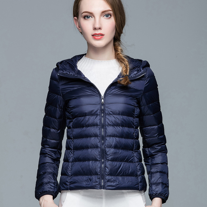 20187 Packable Women's Winter Jacket Puffer Long Sleeve Solid Female Warm Down Coat Women Hooded Winter Coat Casaco Feminino