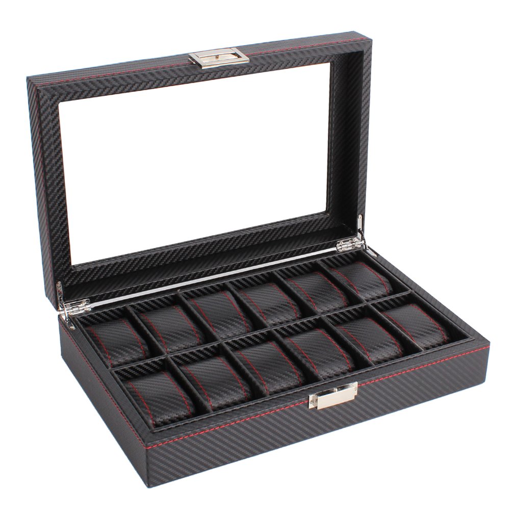 OUTAD 12 Slots Carbon Fiber Watch Box Jewelry Watch Display Storage Holder Rectangle Black Leather Case
OUTAD 12 Slots Carbon Fiber Watch Box Jewelry Watch Display Storage Holder Rectangle Black Leather Case