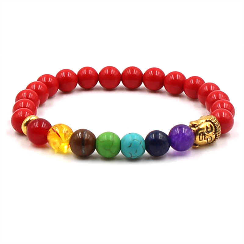 Chakra Bracelet Men Black Lava Healing Balance Beads Reiki Buddha Prayer Natural Stone Yoga Bracelet For Women Lava Bracelet