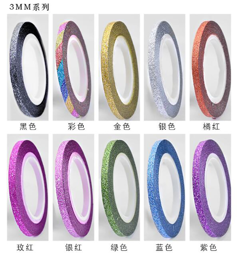 nail art decoration kit Charms 1 Roll 1mm/2mm/3mm Glitter Nail Striping Tape Line For Nails DIY Decoration Nail Art Stickers rolls Beauty Accessories