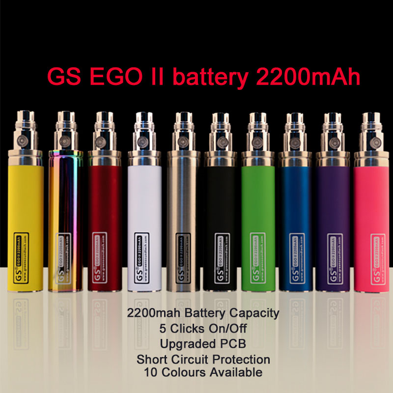 Ego II 2200mAh Battery GS electronic cigarette batteries Vaporizers E 2200 Mah Fit
Ego II 2200mAh Battery GS electronic cigarette batteries Vaporizers E 2200 Mah Fit