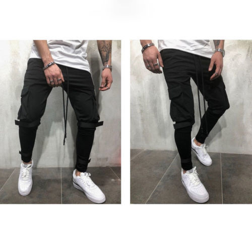 Hip Hop Harem 2018 Male Trousers Mens Joggers Solid Multi-pocket Pants Plus Size M-XXXL C18111201
