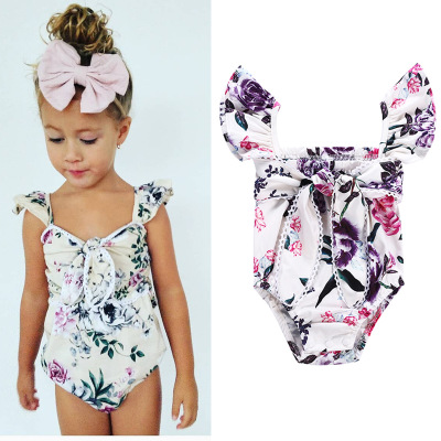 New Girls Romper Purple Flowers Flying Sleeves Jumpsuit Big Bow Floral Rompers Lace Edge Breathable Summer Clothes Outfit 6-18M Z11, As photo
New Girls Romper Purple Flowers Flying Sleeves Jumpsuit Big Bow Floral Rompers Lace Edge Breathable Summer Clothes Outfit 6-18M Z11, As photo