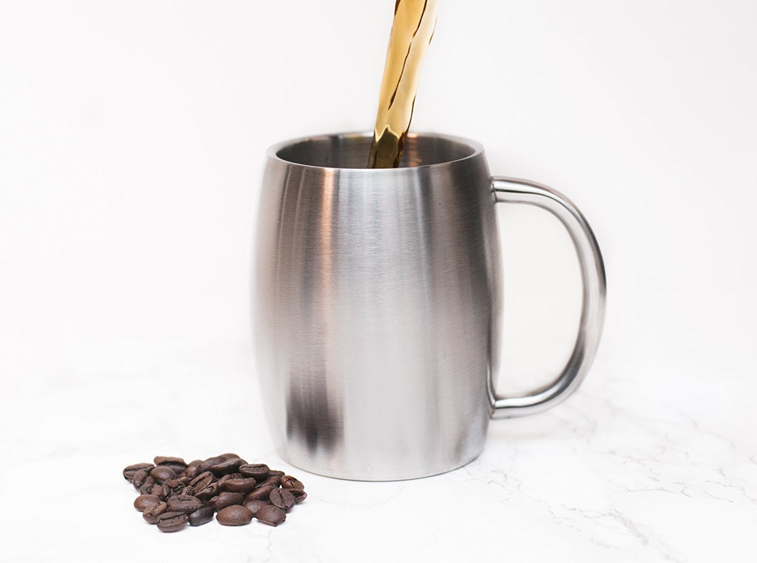 14oz Stainless Steel coffee beer Mugs with lid 14OZ Double Walled Insulated Coffee Beer Tea mug tumbler with handle