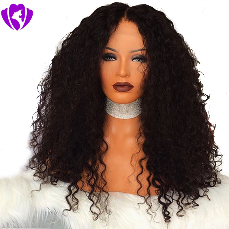 Stock high quality Natural Wigs Black Kinky Curly Long Wigs for Black Women Heat Resistant Synthetic Lace Front Wigs with Baby Hair