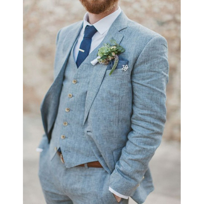 Latest Coat Pant Designs Light Blue Linen Wedding Suits for Men Casual Beach Terno Slim Fit Groom Custom 3 Piece mens suit, Silver
Latest Coat Pant Designs Light Blue Linen Wedding Suits for Men Casual Beach Terno Slim Fit Groom Custom 3 Piece mens suit, Silver