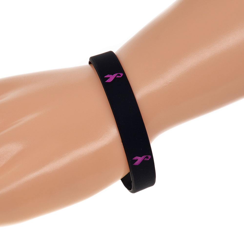 1PC Cancer Ribbon Silicone Wristband Motivational Decoration Logo Carry This Message As A Reminder in Daily Life