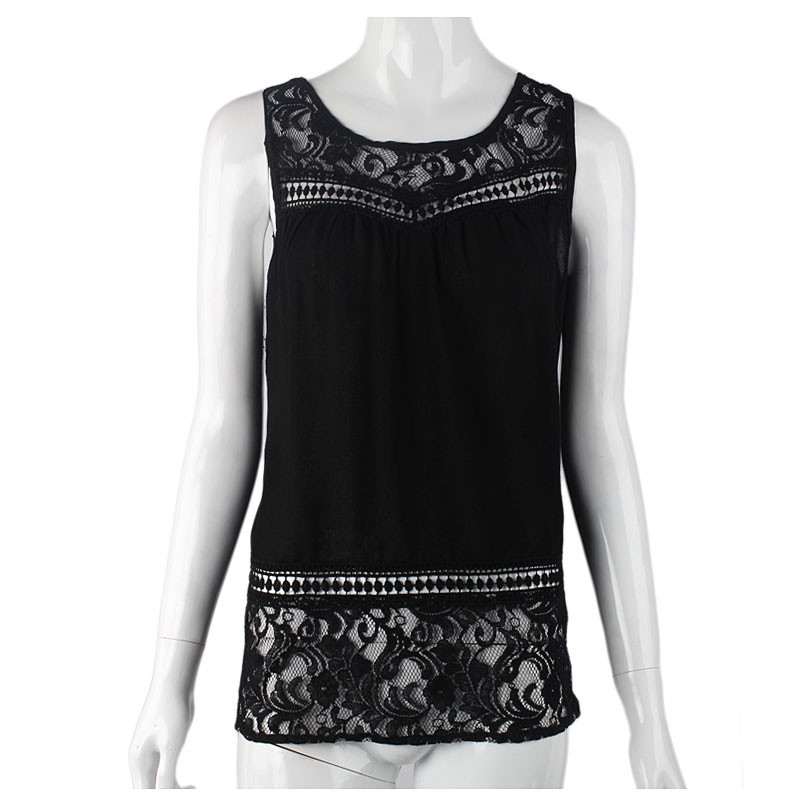 Hot Summer Women Chiffon Blouse Shirts Crochet Lace Vest Sexy Open Back Sleeveless Shirt Tank Tops Blusas Femininas