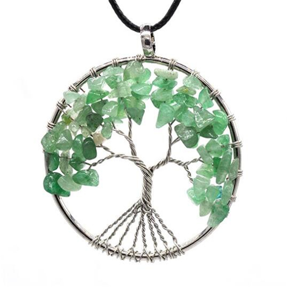 12pc/set Fashion classic old pendant necklace gem tree 7 chakra stone beads tree of life for men and women gift for Mother's day gift